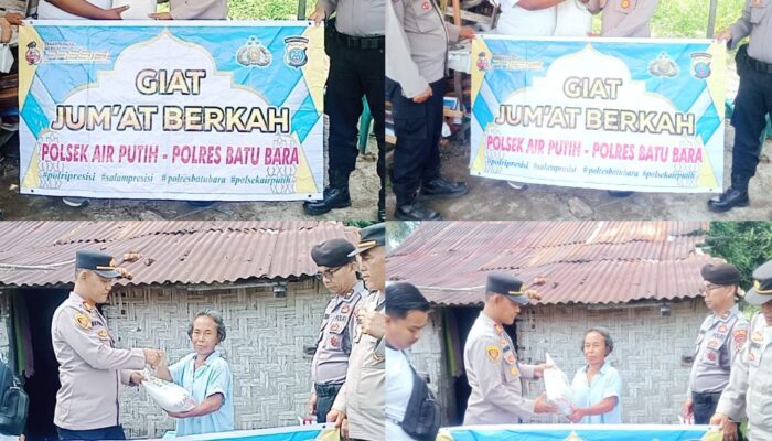 Polsek Air Putih Gelar Jumat Berkah, Salurkan Bansos untuk Warga dan Awak Media di Batu Bara