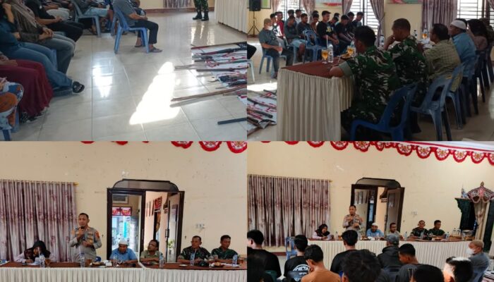 Cegah Tawuran Remaja, Polsek Pulau Rakyat Bersama Forkopimcam Bubarkan Kelompok “Kampung Misteri” dan Sita Puluhan Senjata Tajam