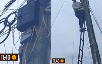 Diduga Tanpa Izin, Aktivitas Pemasangan Jaringan Internet di Tiang PLN di Batu Bara Disorot Warga